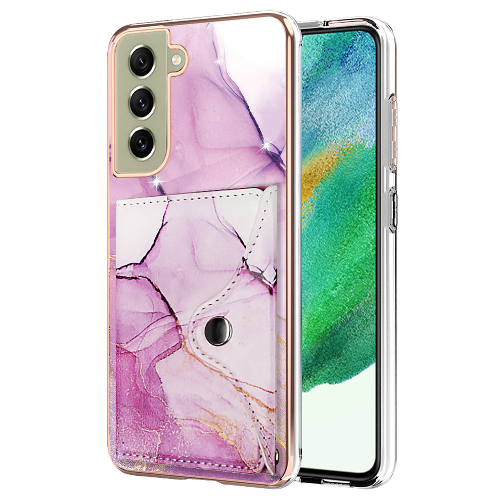 YB Leather Coating Series-9 for Samsung Galaxy S21 FE 5G Case IMD Pattern Card Holder Phone Back Cover YB Leather Coating Series-9 for Samsung Galaxy S21 FE 5G Case IMD Pattern Card Holder Phone Back Cover